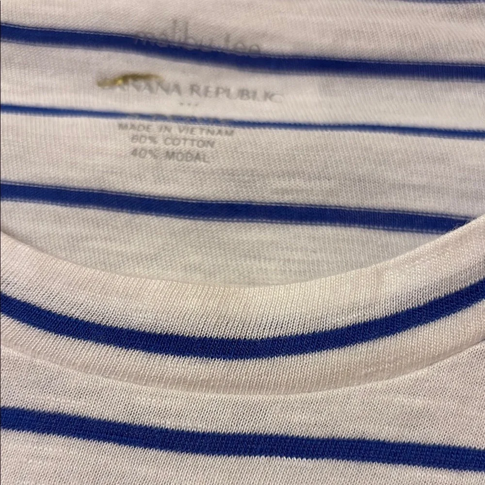 NWT Banana Republic Blue White Sleeveless Tee with Tie Front - Picture 6 of 12